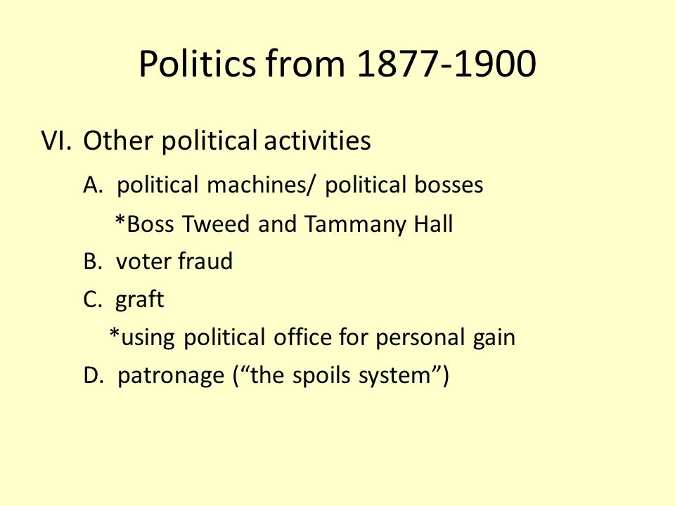 Politics from VI.Other political activities A.