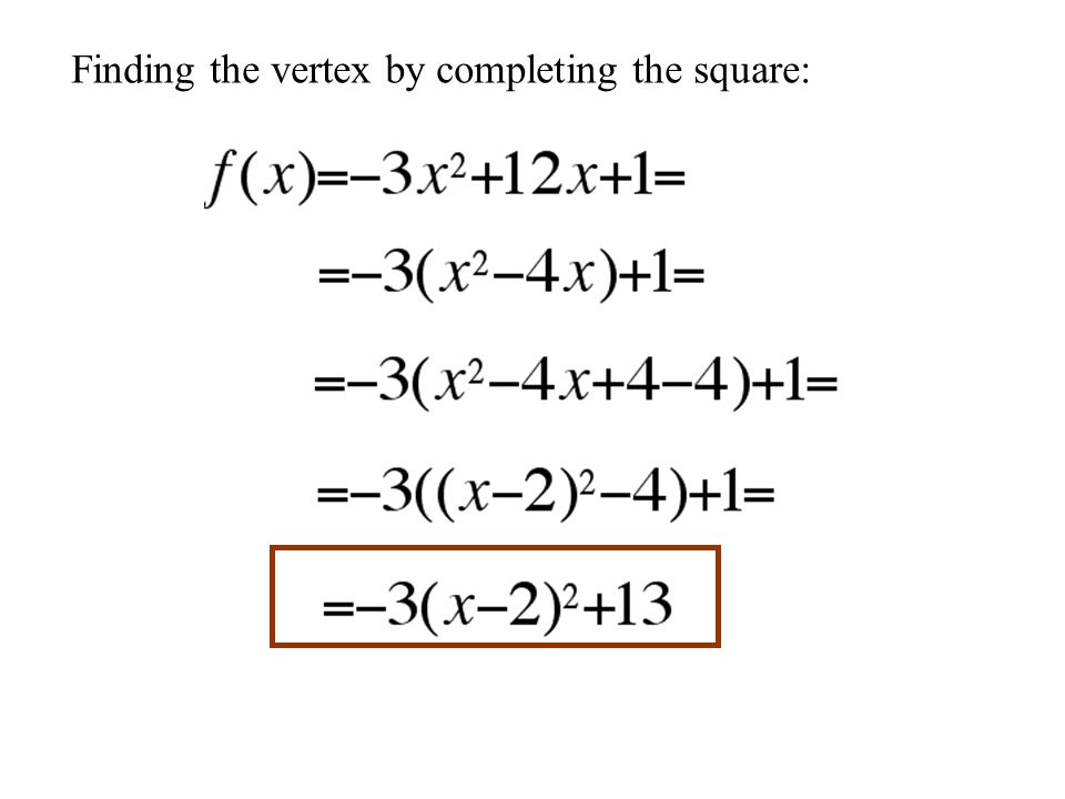 Finding the vertex by completing the square: