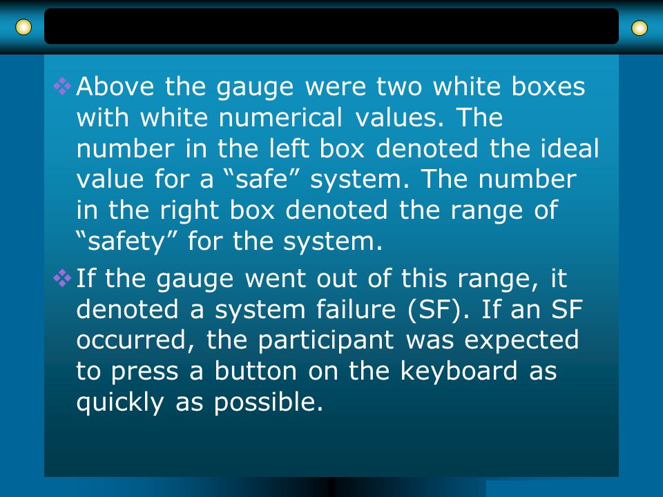  Above the gauge were two white boxes with white numerical values.