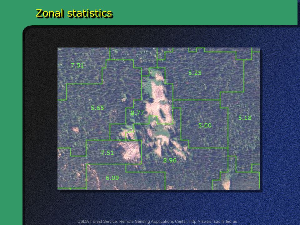 USDA Forest Service, Remote Sensing Applications Center,   Zonal statistics