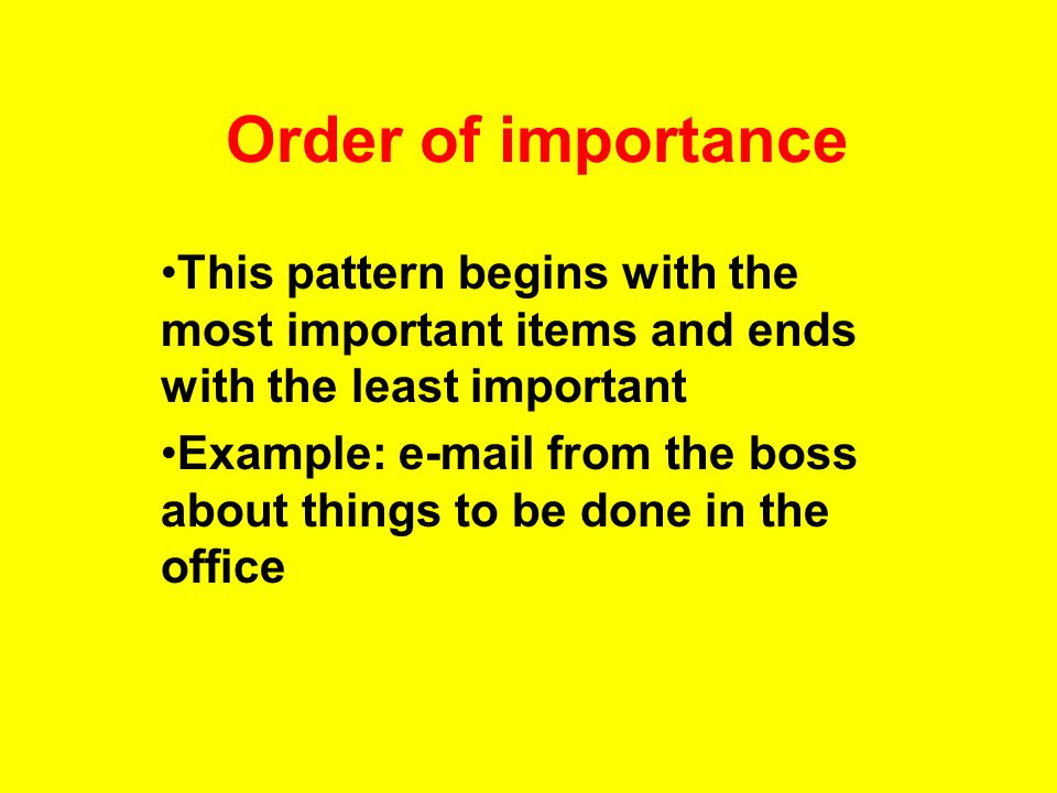 order of importance in writing