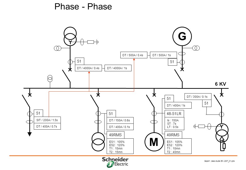 Sepam Case Studie En 2007 01 Ppt1 Installation Single Line Diagram G M Transformer 63kv 6 3kv 10mva Generator 2mva 30a 5s 6a Continuous 1 Csh 30a Ppt Download