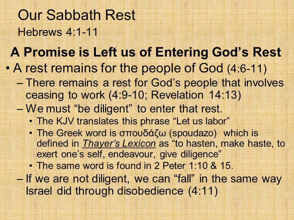 The Epistle To The Hebrews Lesson 5 Our Sabbath Rest Hebrews 4: Ppt Download