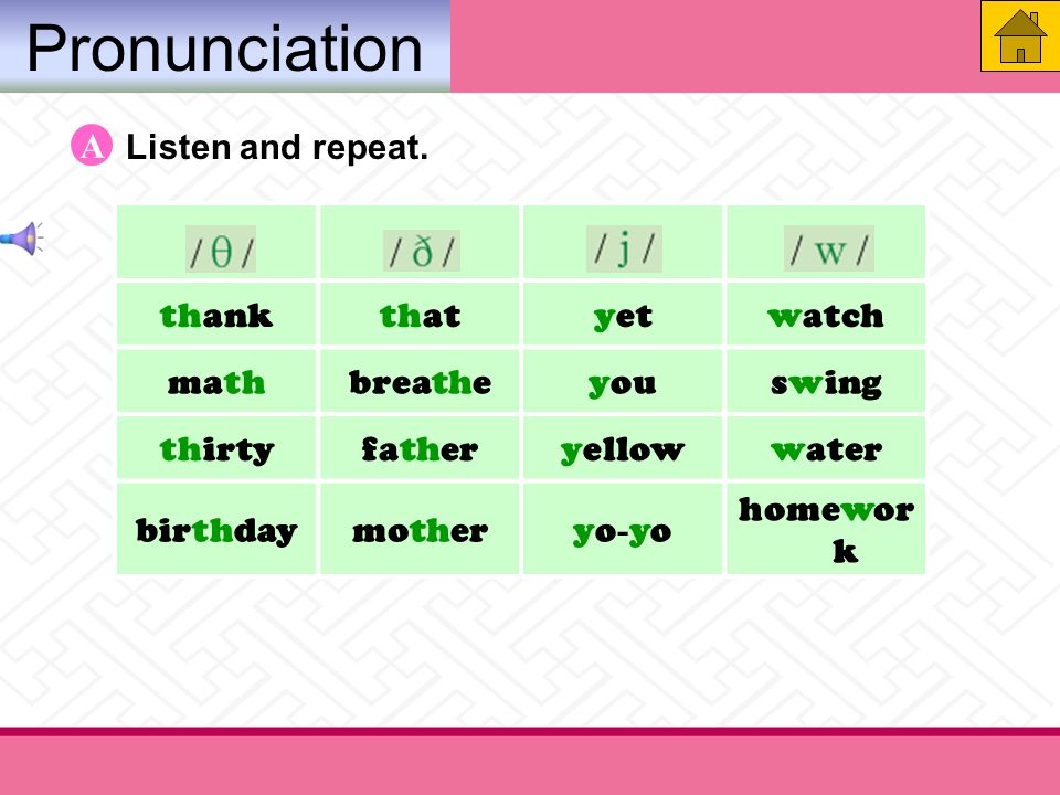 Pronunciation Listen and repeat.