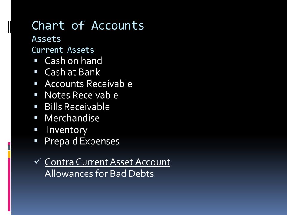 Chart Of Accounts Current Assets