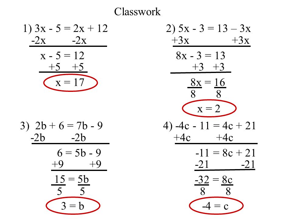 Ch 25 Variable On Both Sides Objective To Solve Equations
