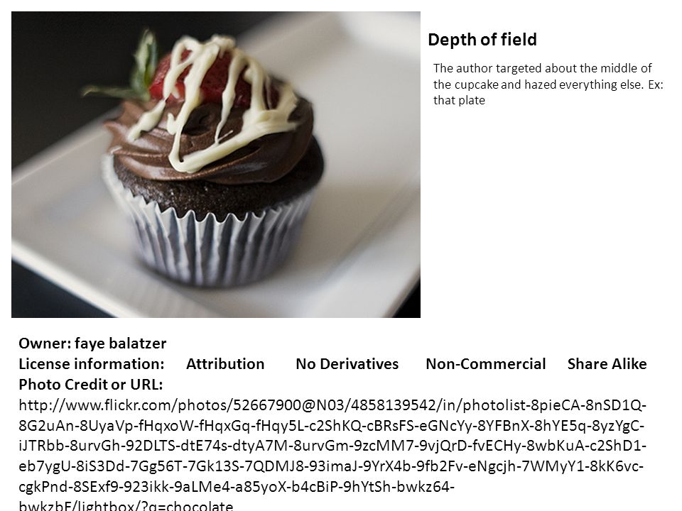 Depth of field The author targeted about the middle of the cupcake and hazed everything else.