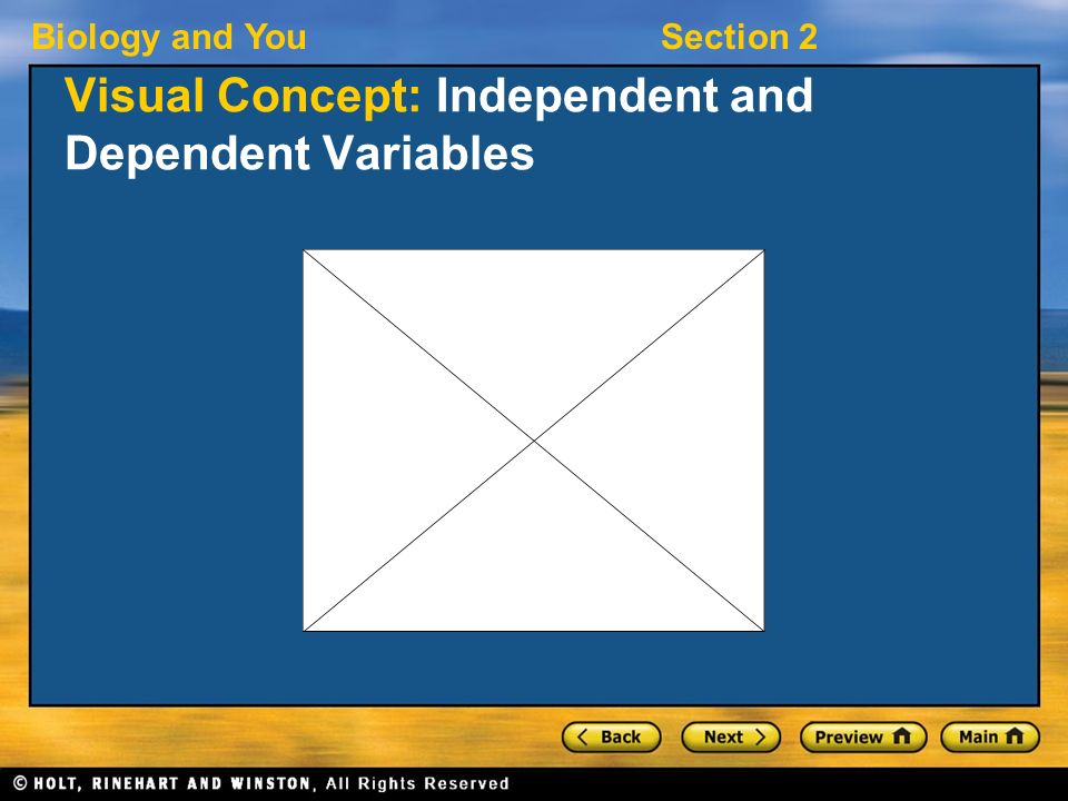 Biology and YouSection 2 Visual Concept: Independent and Dependent Variables