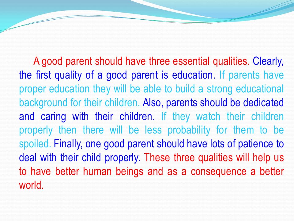 what qualities make a person a good parent