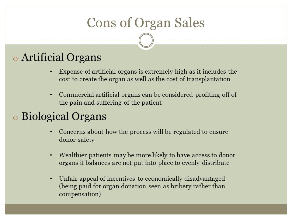 organ selling pros and cons