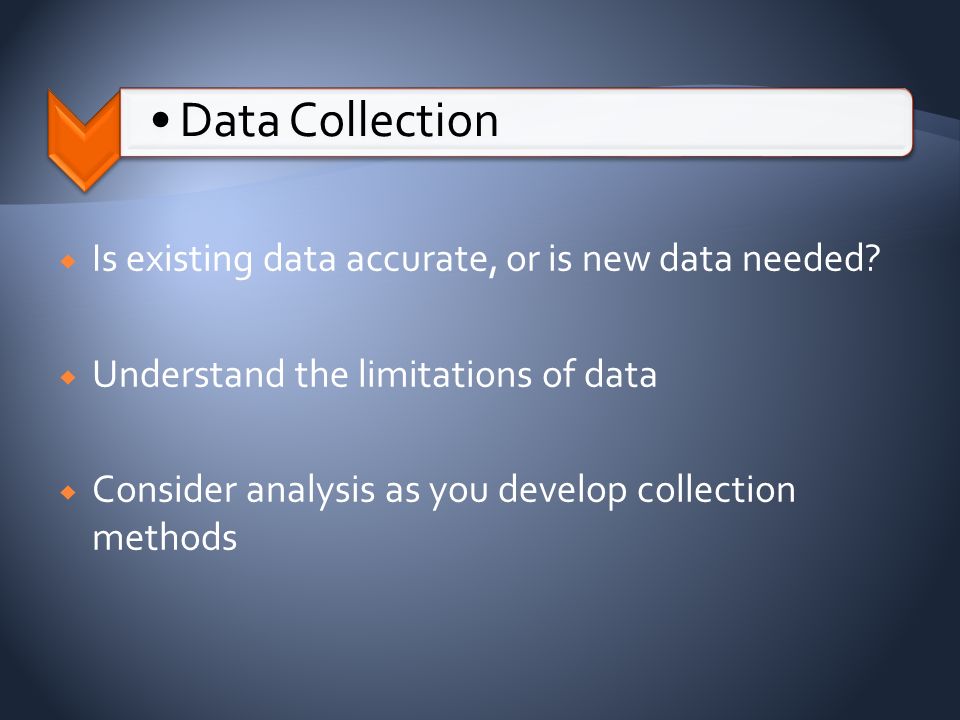  Is existing data accurate, or is new data needed.