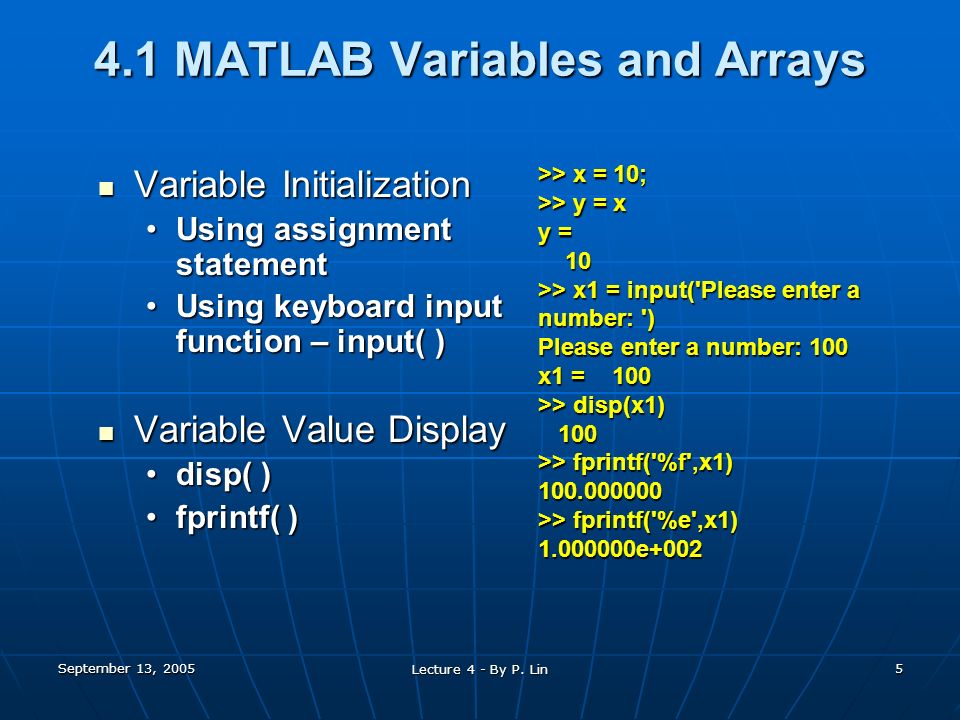 September 13, 2005 Lecture 4 - By P. Lin 1 CPET 190 Lecture 4 Problem ...