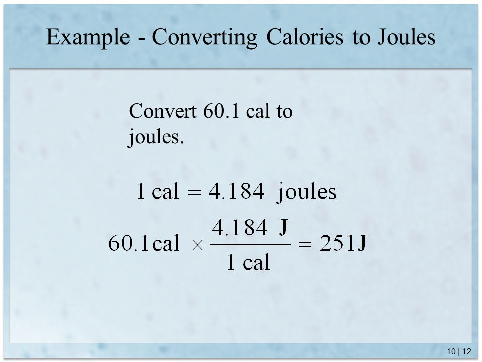 Kilojoules To Calories Conversion Chart