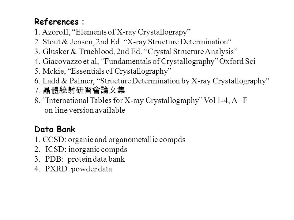 Crystallography Prof Yu Wang Office A507 Telephone - 