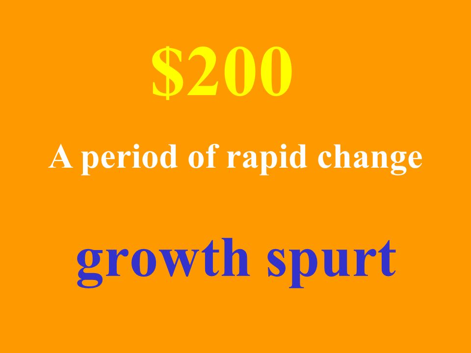 growth spurt $200 A period of rapid change