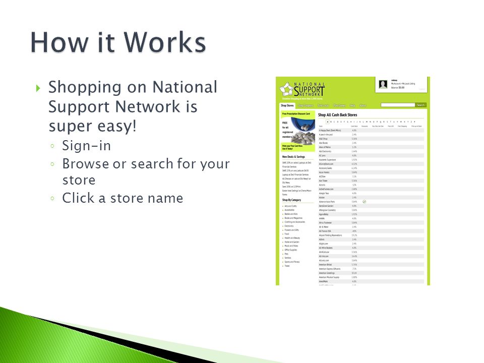  Shopping on National Support Network is super easy.