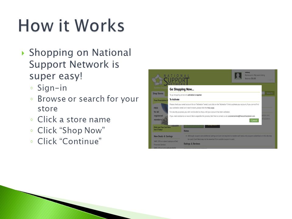  Shopping on National Support Network is super easy.