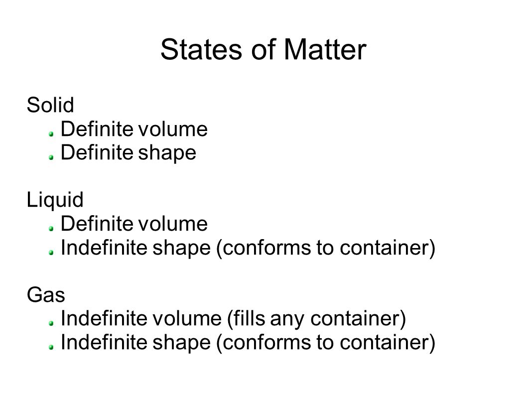 Ch. 11 States of matter. States of Matter Solid Definite volume 