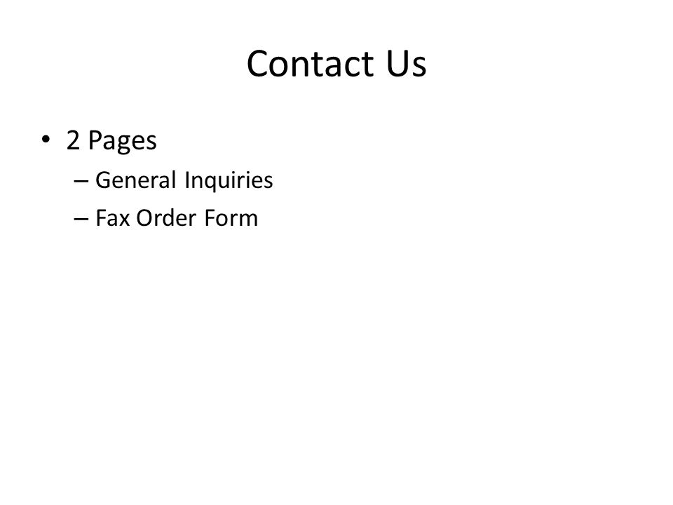 contact us 2 pages general inquiries fax order form ppt download us fax