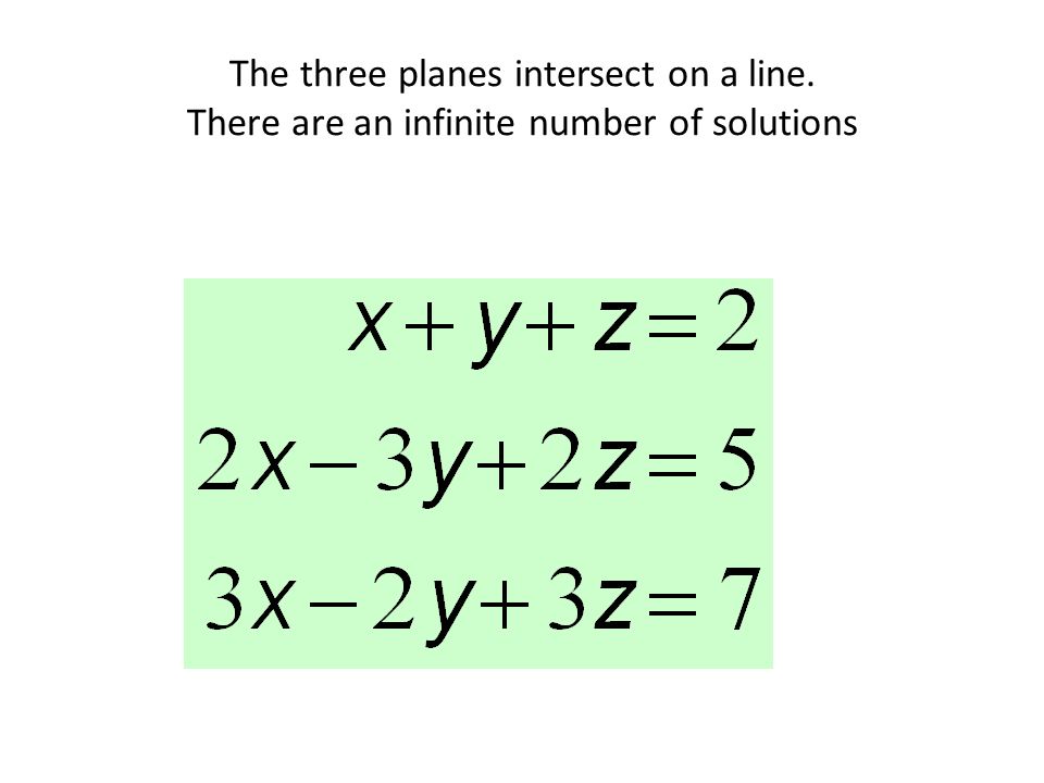 The three planes intersect on a line. There are an infinite number of solutions