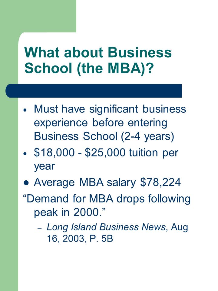 What about Business School (the MBA).