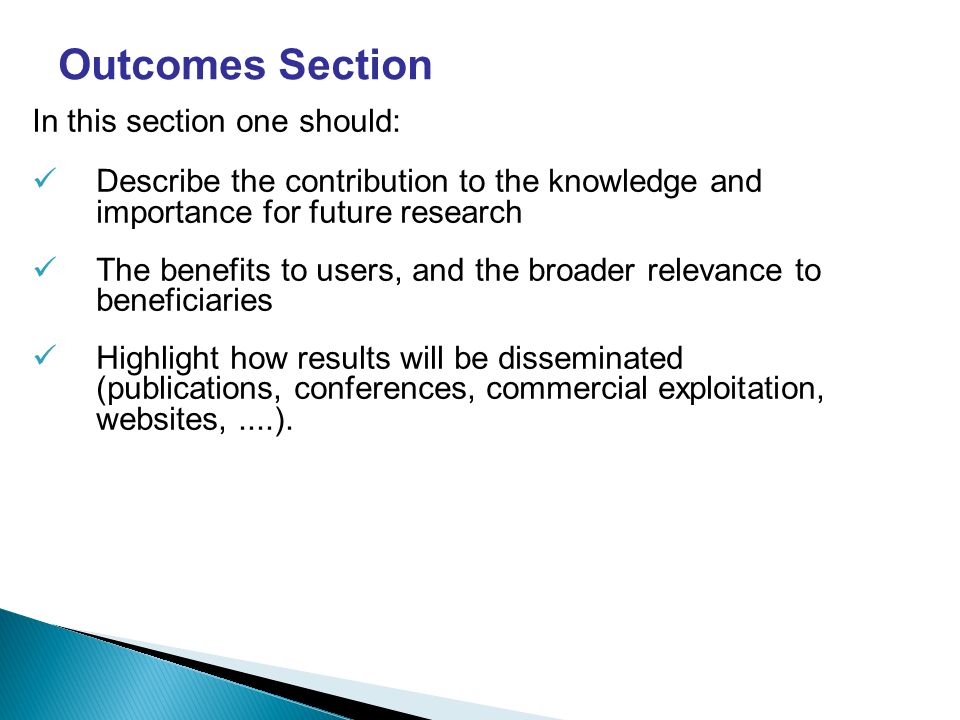 In this section one should: Describe the contribution to the knowledge and importance for future research The benefits to users, and the broader relevance to beneficiaries Highlight how results will be disseminated (publications, conferences, commercial exploitation, websites,....).