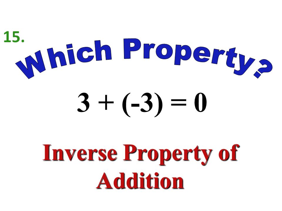 1(-9) = -9 Identity Property of Multiplication 14.