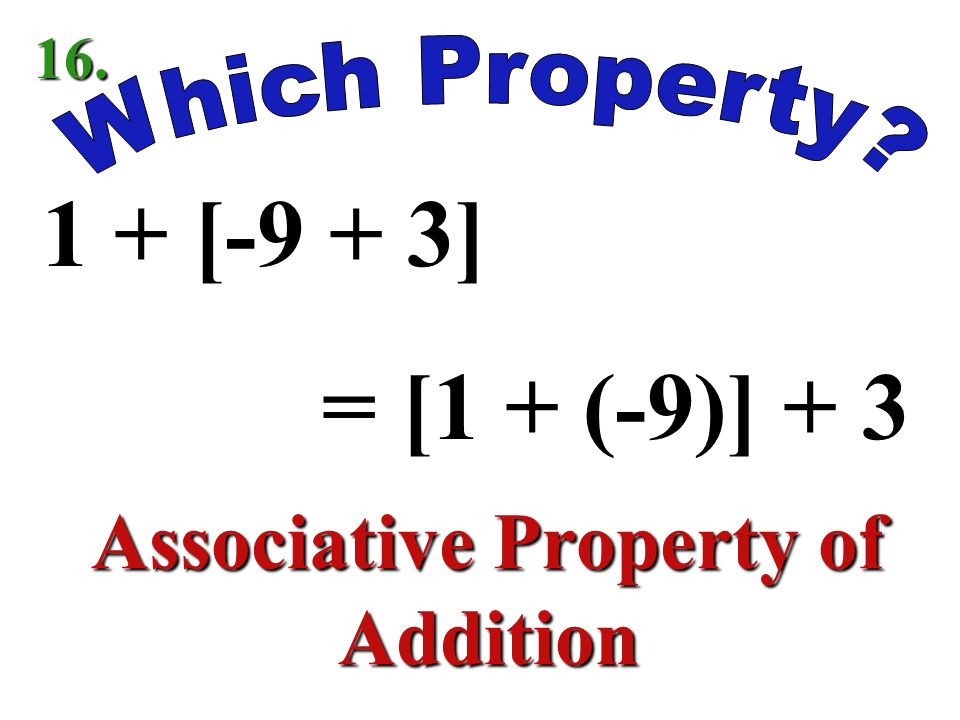 3 + (-3) = 0 Inverse Property of Addition 15.