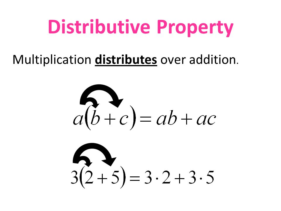 Associative Properties PropertyNumbersAlgebra Addition 3 + (4 + 5)= (3 + 4)+ 5 a + (b + c)= (a + b)+ c Multiplication (2 3) 4 = 2 (3 4) (ab)c = a(bc)