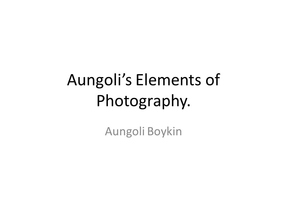 Aungoli’s Elements of Photography. Aungoli Boykin