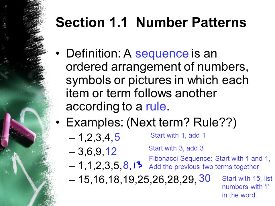 Section 6060 Number Patterns Definition A Sequence Is An Ordered New Patterns Definition Section 6060 Number Patterns Definition A Sequence Is An Ordered New Patterns Definition