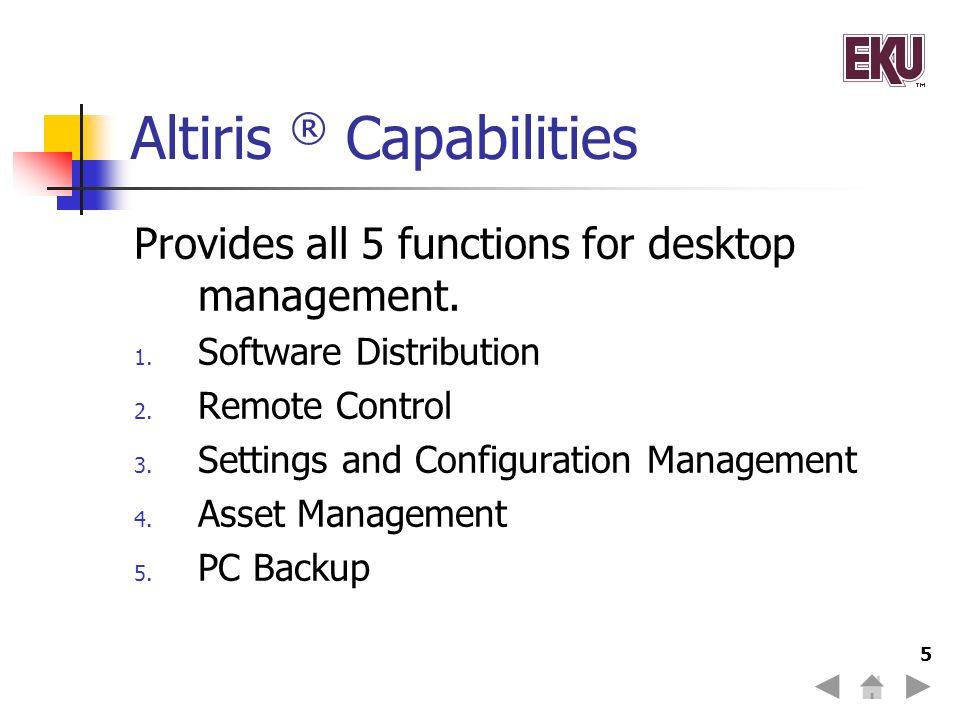 Altiris ® as a Remote Deployment Solution Wesley Chitwood EKU, Dept. of