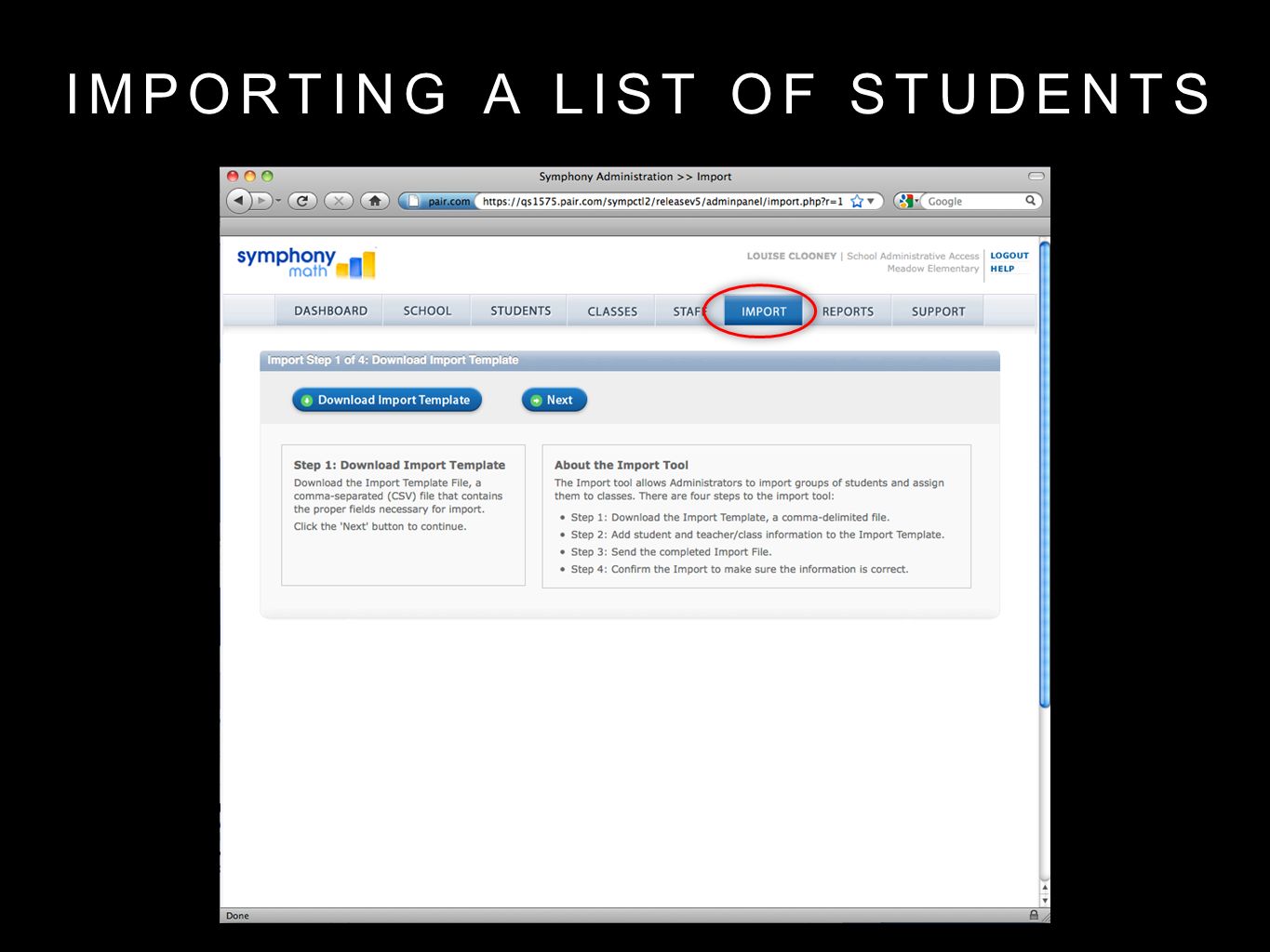 IMPORTING A LIST OF STUDENTS