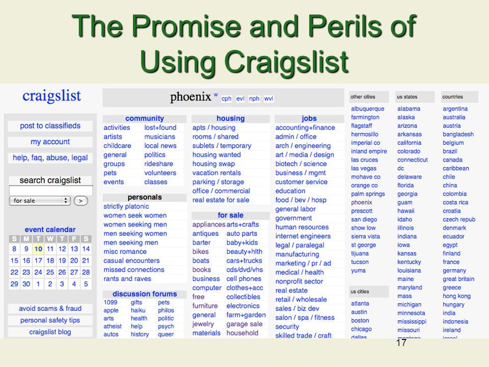 17 The Promise and Perils of Using Craigslist.