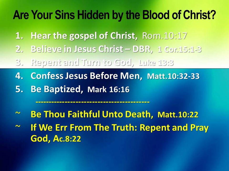 Are Your Sins Hidden by the Blood of Christ.