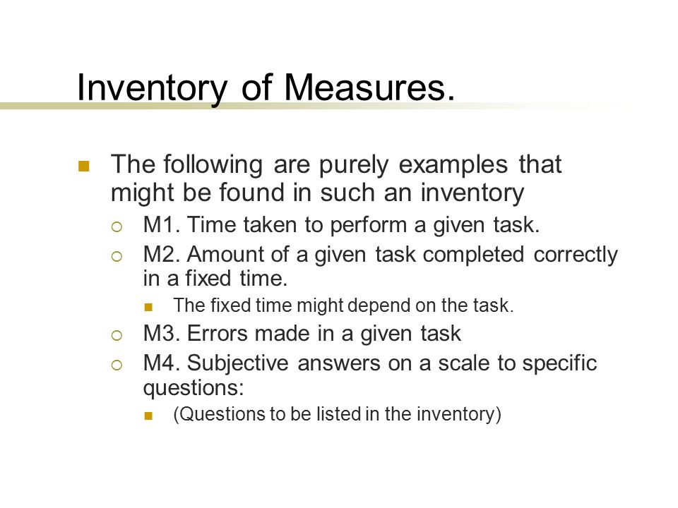 Inventory of Measures.