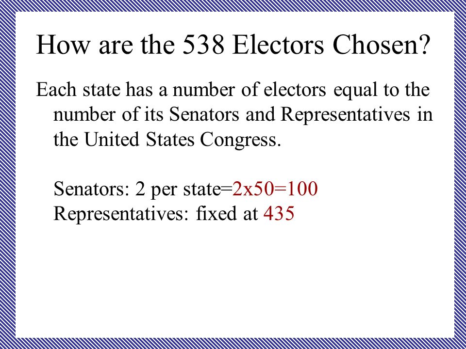 How are the 538 Electors Chosen.