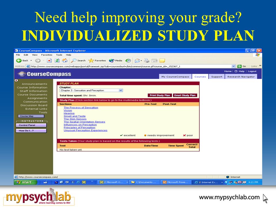 Need help improving your grade INDIVIDUALIZED STUDY PLAN