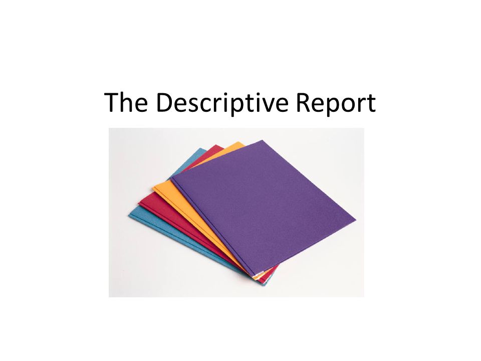 The Descriptive Report. Descriptive reports are all about facts – not ...