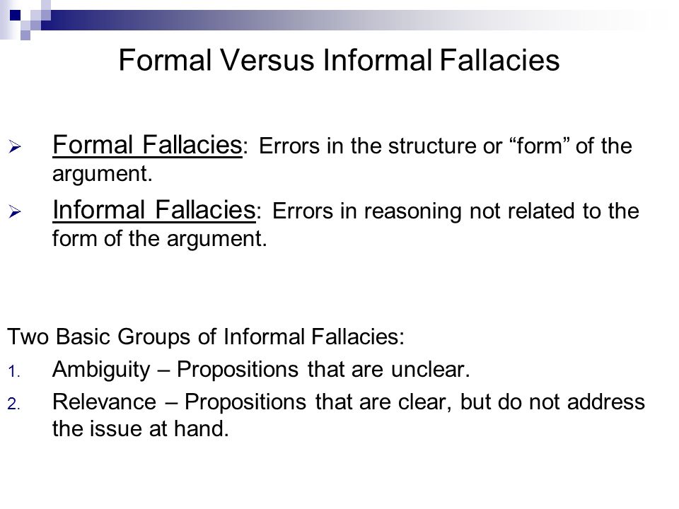 Apologetics Night Four: Informal Fallacies Presented By Eric Douma ...