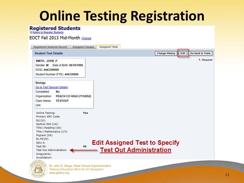 Online Testing Registration 21