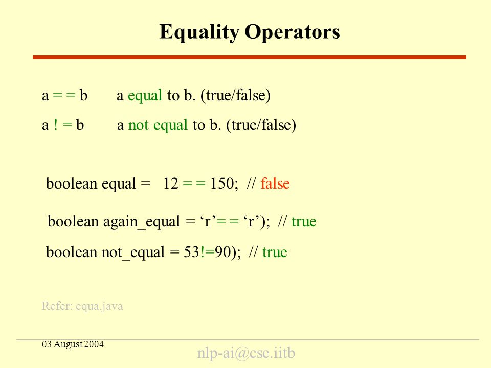 03 August 2004 NLP-AI Java Lecture No. 4 Operators & Decision ...