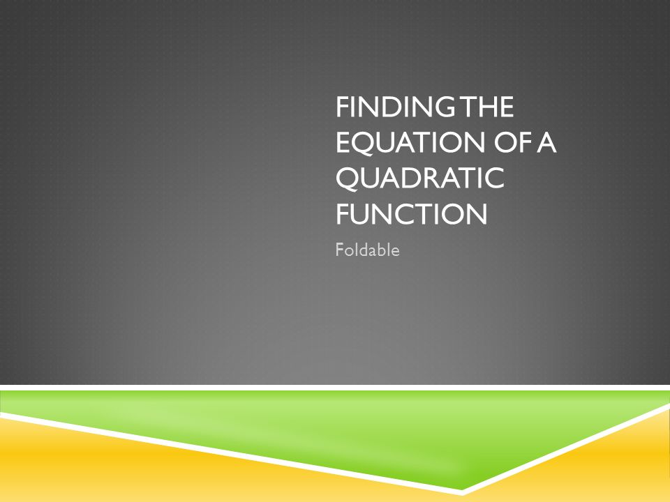 FINDING THE EQUATION OF A QUADRATIC FUNCTION Foldable
