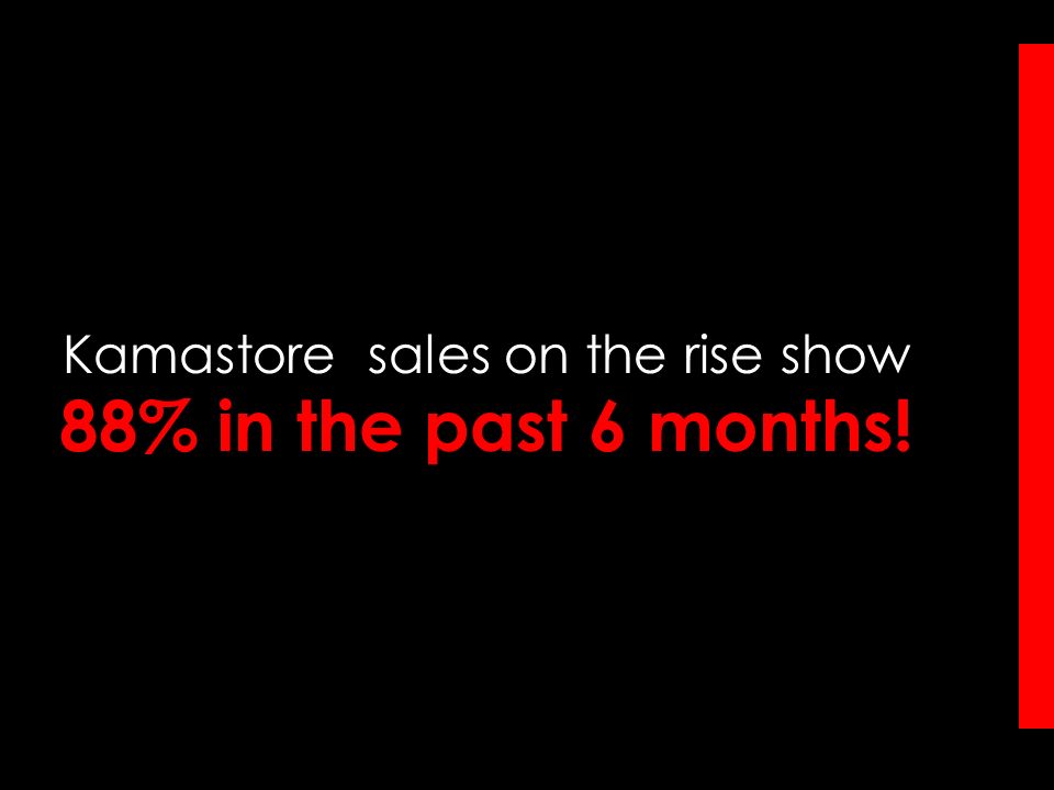 Kamastore sales on the rise show 88% in the past 6 months!