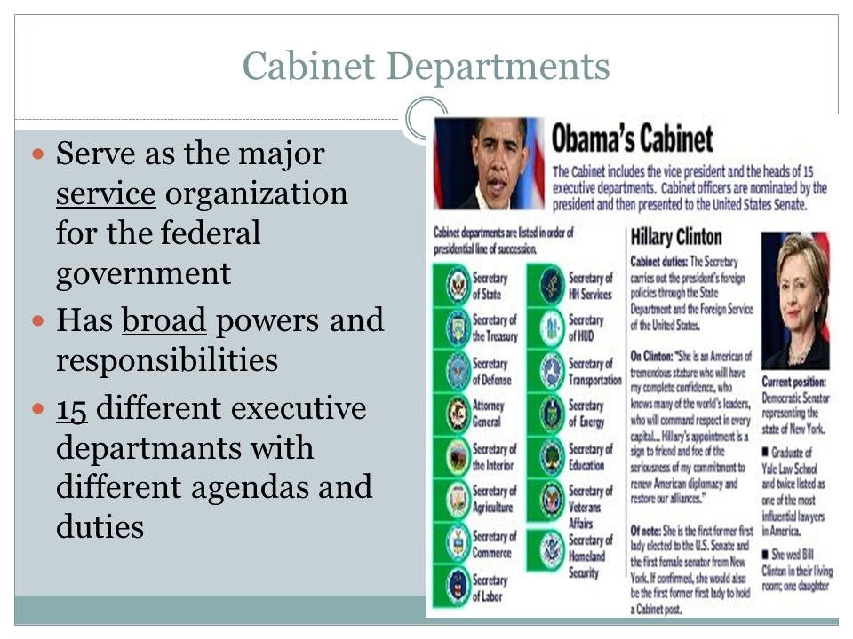 Chapter 10 Section 1 And 8 Section 3 The Cabinet Departments And