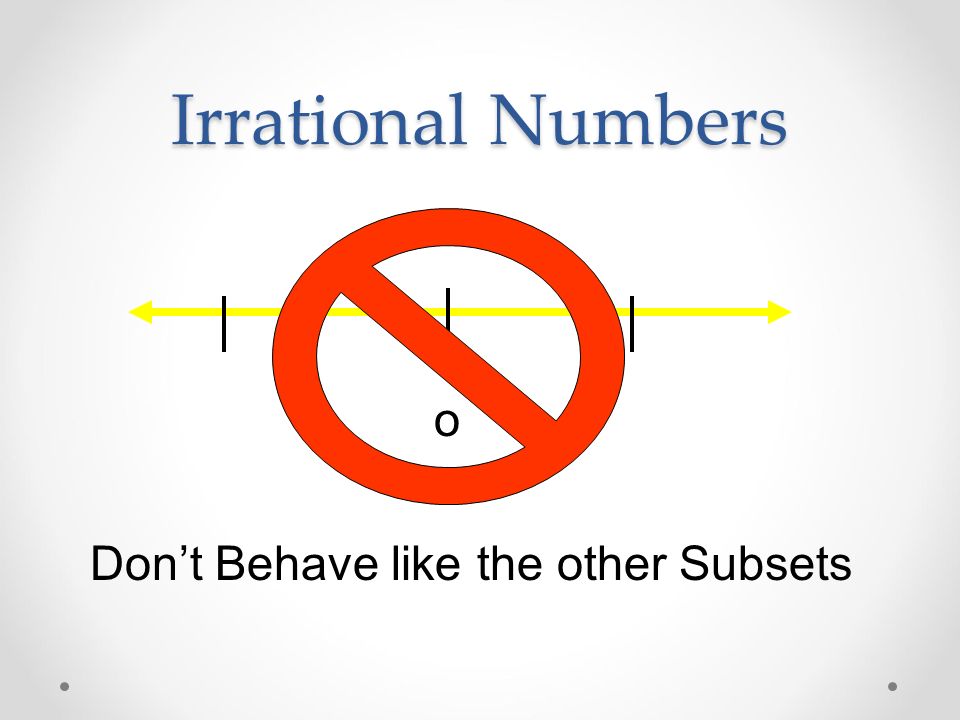 Irrational Numbers o Don’t Behave like the other Subsets