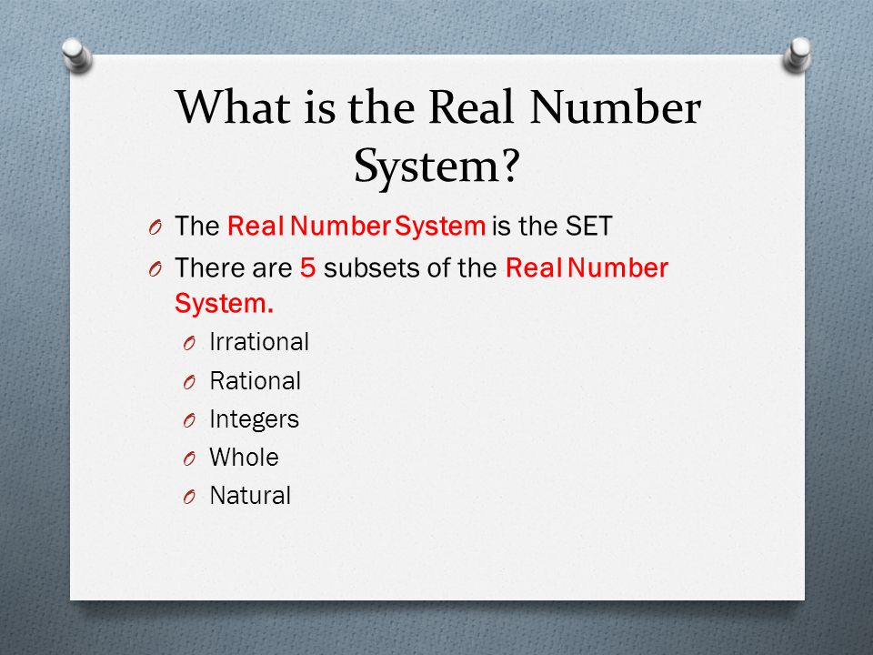 What is the Real Number System.
