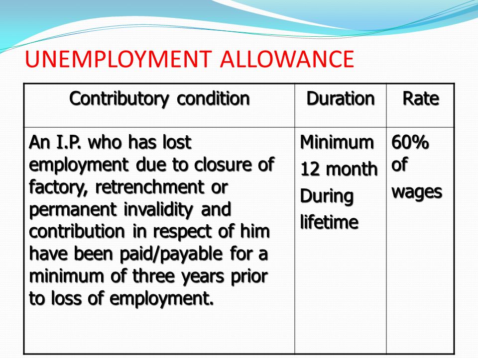 VOCATIONAL REHABILATIONAL ALLOWANNCE Contributory condition DurationRate Not more than 45 years of age and disability not less 40% due to employment injury All the days of training in vocational rehabiliational centre Rs 123- per day or the amount charged by vocational rehabilatational centre whichever is higher