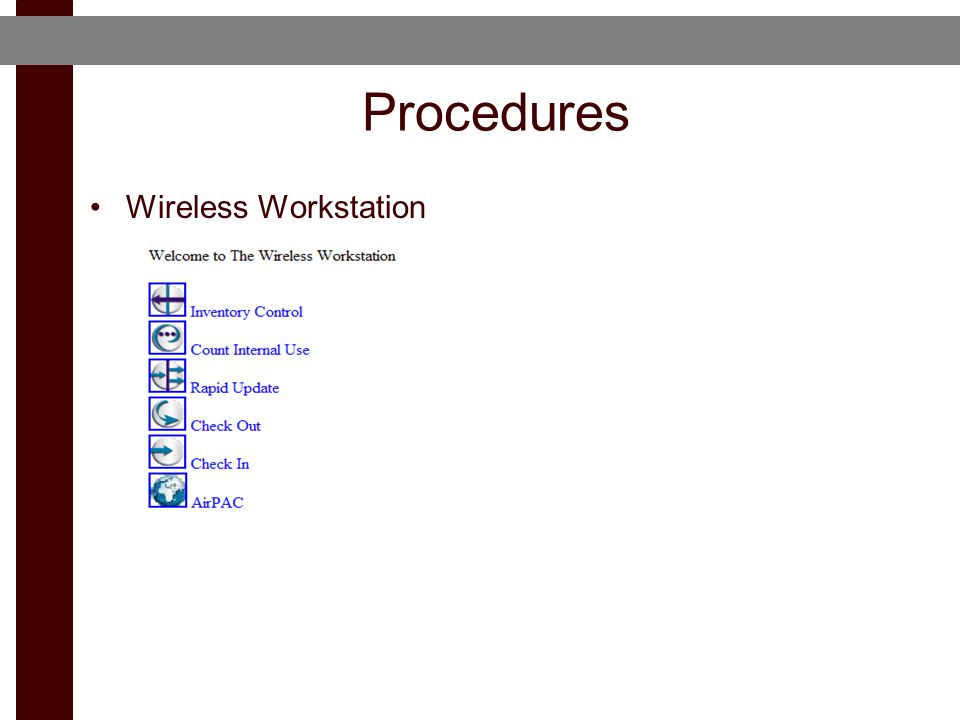 Procedures Wireless Workstation