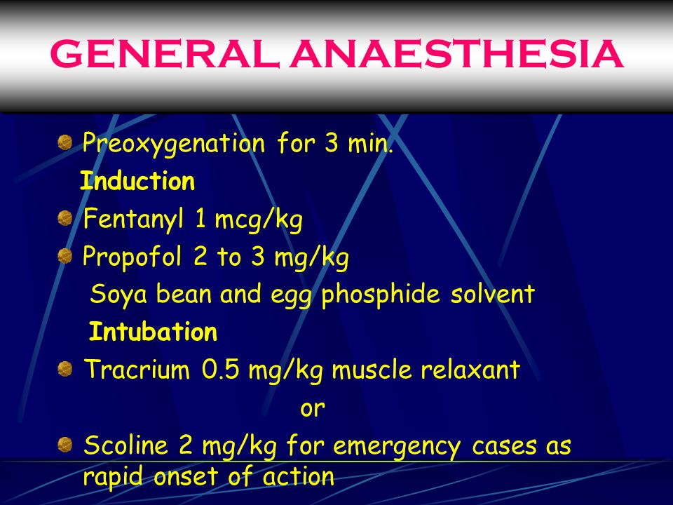 GENERAL ANAESTHESIA Preoxygenation for 3 min.